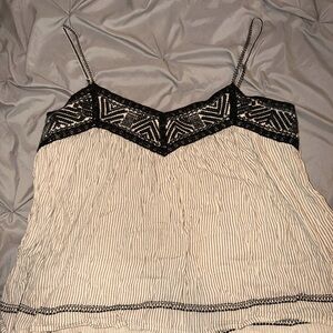 American Eagle Outfitters Black and Cream Camisole